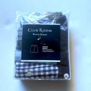 Club Room Men's Woven Boxers - Navy and White Plaid